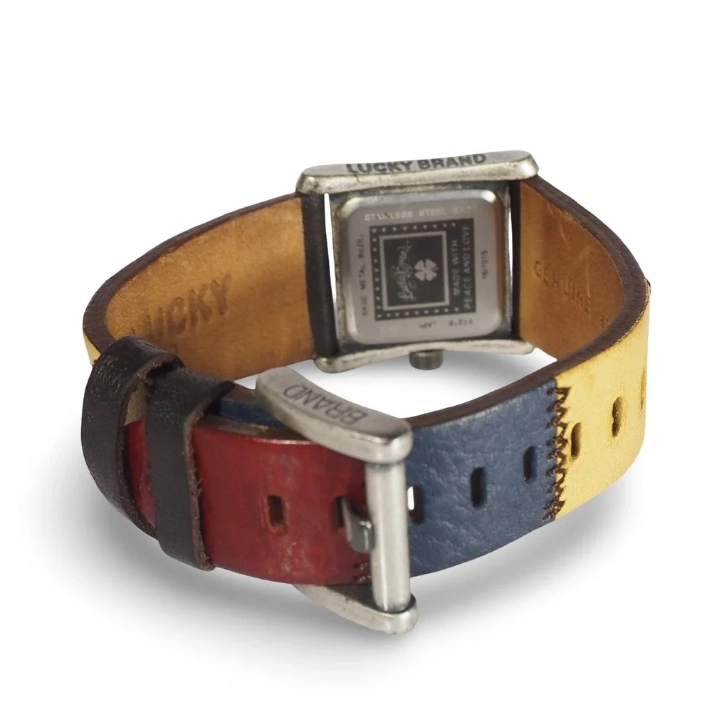 Lucky Brand Quartz Watch Y121E Patchwork Leather‎ Band Women Brown Multicolor